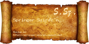 Springer Szirén névjegykártya